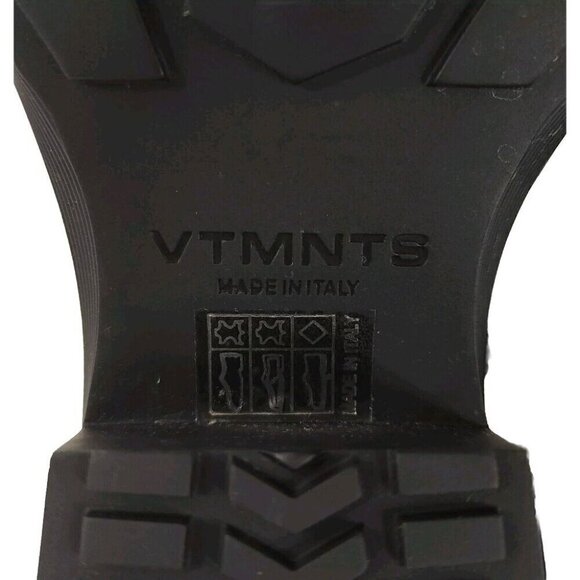 VTMNTS Logo Embossed Cowboy Ankle Boots 41 8 Mens Shiny Black Leather Vetements - Picture 10 of 16